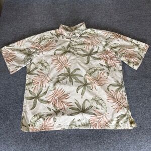 Hilo Hattie Hawaiian Popover Shirt Floral Reverse Print‎ Aloha Shirt Mens  XL